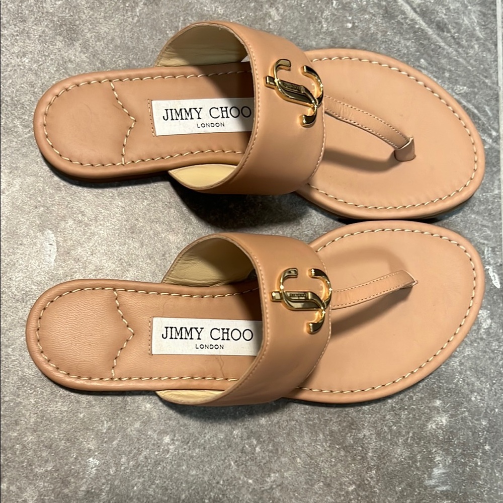 Jimmy Choo Tan Leather Sandals New never worn out 35.5 - Picture 2 of 8